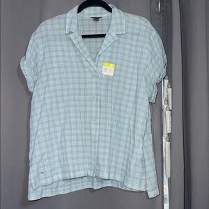 Eddie Bauer Sky Blue Checkered Shirt new XL